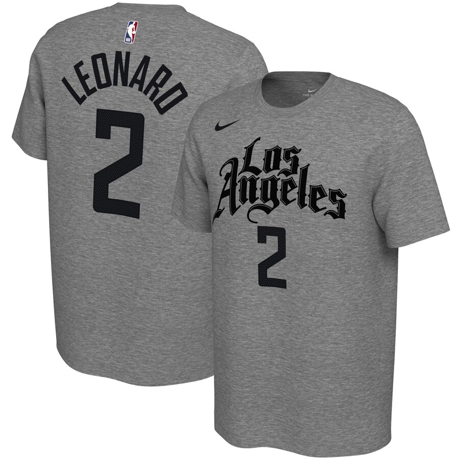 Men 2020 NBA Nike Kawhi Leonard LA Clippers Gray 201920 City Edition Variant Name  Number TShirt